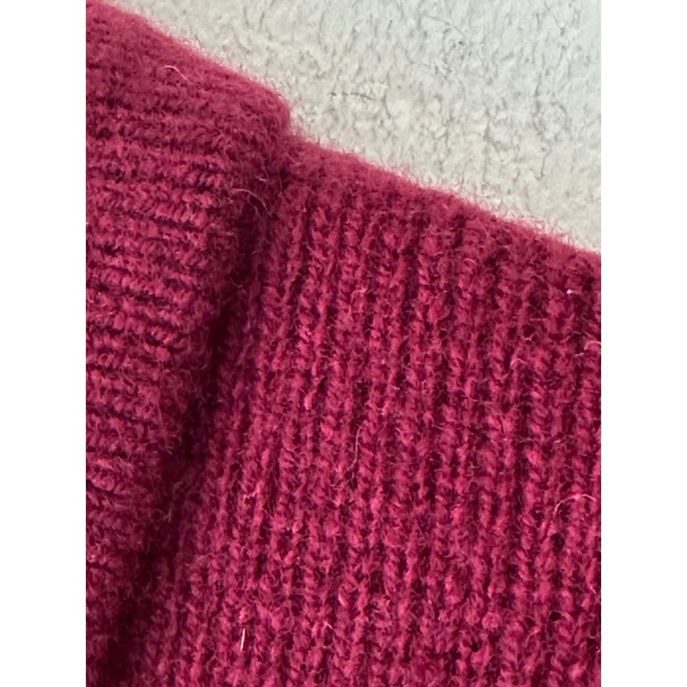 J.Crew Cinched Waist Cardigan Embellished Buttons* Size Small Burgundy Lambswool - Picture 5 of 10